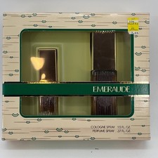 Vintage Coty Emeraude Fragrance Gift Set 1.5oz Cologne & .37oz Perfume Spray New picture