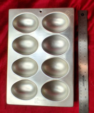 Vintage 1971 Wilton 8 Cavity Easter Egg Cake Pan Mold 508-2127 Aluminum picture
