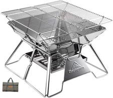 Portable Campfire BBQ Grill 14 Inch Stainless Steel Folding Fire Pit picture