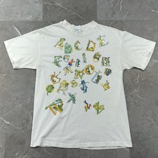 90s Vintage ABC Frogs Graphic Tee Mens Medium Teacher Animals Nature Shirt picture