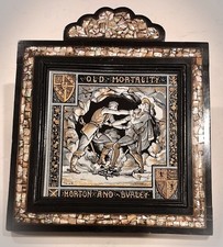 ANTIQUE RARE 19th century Mintons China Works tile Waverly Series Old Mortality picture