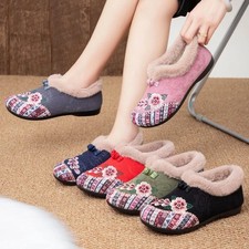 Winter Cozy Fleece Slippers Soft Warm Shoes Womes Casual Embroidered Flat Shoes picture