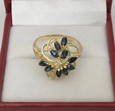 Gorgeous Solid 14K Gold Natural 1.1 tcw. Sapphire & Diamonds Ring NEW picture