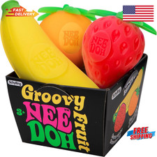 Schylling Groovy Nee_Doh Fruit Stress Ball Set – Squeezable Fidget Toy Pack of 3 picture