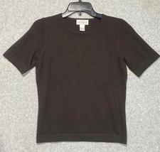 Vintage 90s Brown 100% Cashmere Knit Top Small - Bloomingdale's Sutton Studio picture