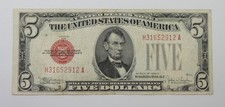 Series of 1928-E Red Seal $5 Legal Tender US Note Fr. 1530 VF, Problem Free picture