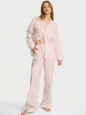 Victoria's Secret Heritage Cotton Long Pajama Set - Iconic Pink Stripes picture