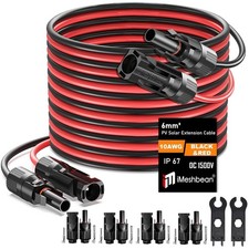 10AWG Solar Panel Extension Cable 20/30/40/50/100FT PV Cable w/ Wire Connectors picture