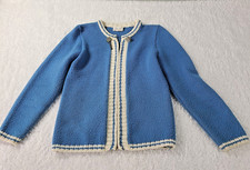 Vintage 50s 60s Penneys Blue Orlon Cardigan Sweater Sz Small Buttons Zipper picture
