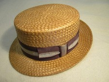 VINTAGE BING CROSBY STYLE BOATER QUALITY STRAW HAT picture