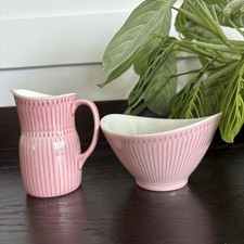 Rörstrand Rosmarin Pink Creamer Pitcher & Bowl Set – Sweden – Hertha Bengtson picture