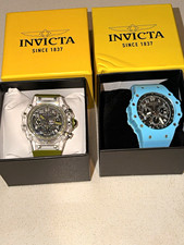 Invicta Bolt Quartz Chronograph Tachymeter Skeleton Dial Blue and Green w/ Box picture