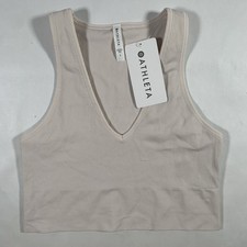 Athleta Aurora Crop Rib V-Neck Tank Top Womens Large Seamless Stretch NWT picture