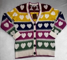 Boden Women's Fair Isle Boyfriend Cardigan Multi Hearts Small  45 picture