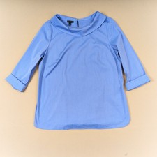 Talbots Womens Blue Collared Blouse Thin Sabrina Portrait 3/4 Sleeve Sz L picture