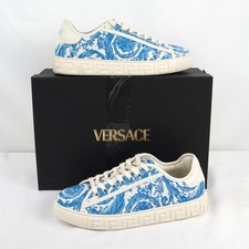 Versace Greca Jacquard Blue Floral Canvas Low Top Sneakers in Size EU 40 - NEW picture