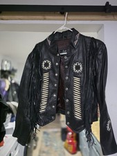 Vintage Women's Leather Jacket with Native American Design On It picture