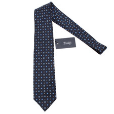 Drake's NWT Neck Tie in Navy with Blue & White Mini Geometric Pattern 100% Silk picture