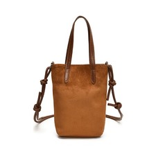 Women's Brown Faux Suede Crossbody Bucket Bag Shoulder Purse picture