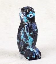 ZMT  SALE -30% Zuni Owl Fetish by Vivella Cheama - Natural Turquoise picture