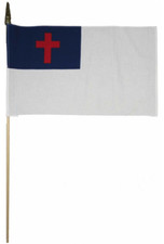 12x18 Inches 12 x18 Christian Stick Flag wood Staff picture