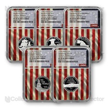 1776- 2026 Visions of Liberty 5pc Quarter Silver Set NGC 70 Flag Core Advance picture