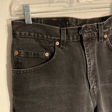 Levi’s 505 Jeans Black Wash Straight Leg Denim 32x34  Vintage Faded (Fits 31x32) picture