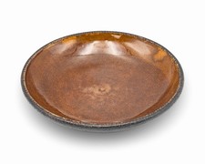 Antique Early Red Ware Coggled Edge-Deep Dish Bowl Hand Painted picture