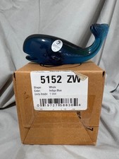 Fenton 5152 ZW Indigo Blue Glass Whale Figurine NIB, sticker picture
