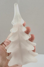 Vintage Frosted Satin Christmas Tree Art Glass 5.5”  Figurine Sculpture Tabletop picture