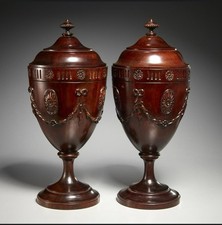 Rare Pair 22” American Federal Mahogany Knife Urns c.1805 Sheraton Knife Boxes picture