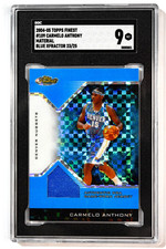 2004-05 Topps Finest #109 Carmelo Anthony Blue Xfractor /25 Game Jersey SGC 9 picture