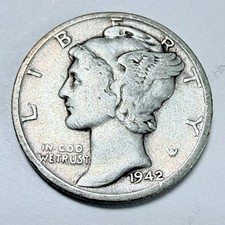1942-D MERCURY SILVER DIME - ACTUAL 90% SILVER COIN SHOWN, #11728 picture