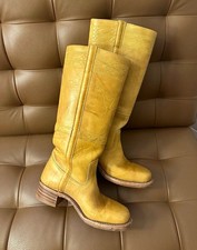 Frye Women’s Western Tan Leather Knee High Boots US 8 Block Heel Round Toe picture