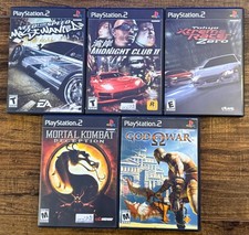 PS2 5 Game Lot NFS Most Wanted God of War Mortal Kombat Midnight Club Tested picture