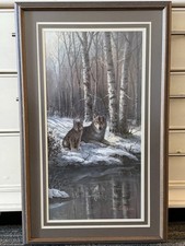 Tok Hwang Signed Limited Edition Wolf Print 80/999 1994 Framed Wildlife Art picture