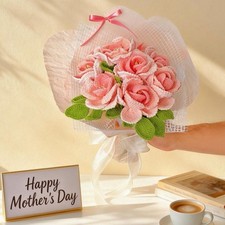 Crochet Flower Bouquet Handmade Mother's Day Gift for Mom Keepsake Flowers picture