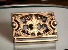 Antique Victorian Mourning Ribbon 12K Gold Filled Slide Fleur-De-Lis  Watch Fob  picture