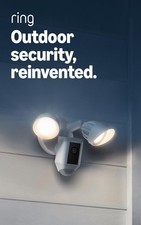 Outdoor Security Floodlight Camera - Motion-Activated 1080p HD Video, Wired, Whi picture