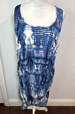Love Squared Women’s Plus 2X Blue White Tie Dye Jersey Sheath Dress Knee picture