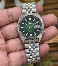 Vintage Seiko 5 Automatic 7009 Green Wrist Watch For Men's Day Date Japan picture
