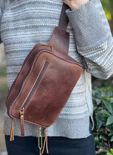 Brown Roma Leathers Vintage concealed carry fanny/sling bag picture
