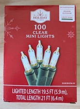 Holiday Time 100 Clear Mini lncandescent Christmas Tree Lights Indoor Outdoor picture