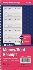 Money and Rent Receipt Book 2-Part Carbonless 5.25x11in Spiral picture