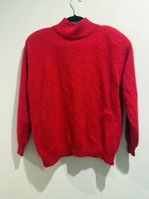 Vtg 80s 90s Milano Design Group Women's Red Lambswool Angora Mock Neck Sweater M picture