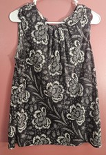 Talbots Floral Sleeveless Top in Black & White picture