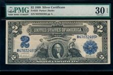 AC Fr 255 1899 $2 Silver Certificate PMG 30 EPQ picture