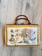 Vintage 50’s 1960’s PRINCESS CHARMING Atlas Wicker Seashell Purse MCM Rockabilly picture