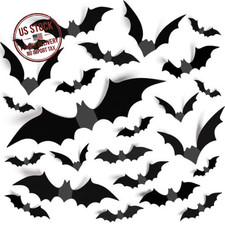 TDHDIKE Halloween Bats Decorations Wall Decor 140pcs Black PVC Bat picture