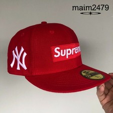 Supreme x NY 59FIFTY Men Flat Brim Baseball Cap Embroidered Fitted Hat 7 3/8 picture